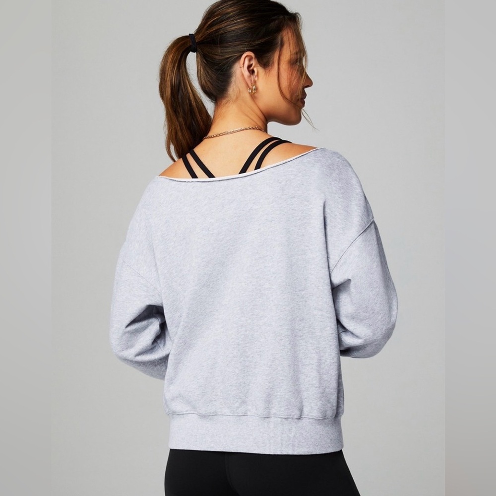 Grey Off-Shoulder Sweatshirt - Picture 2 of 5